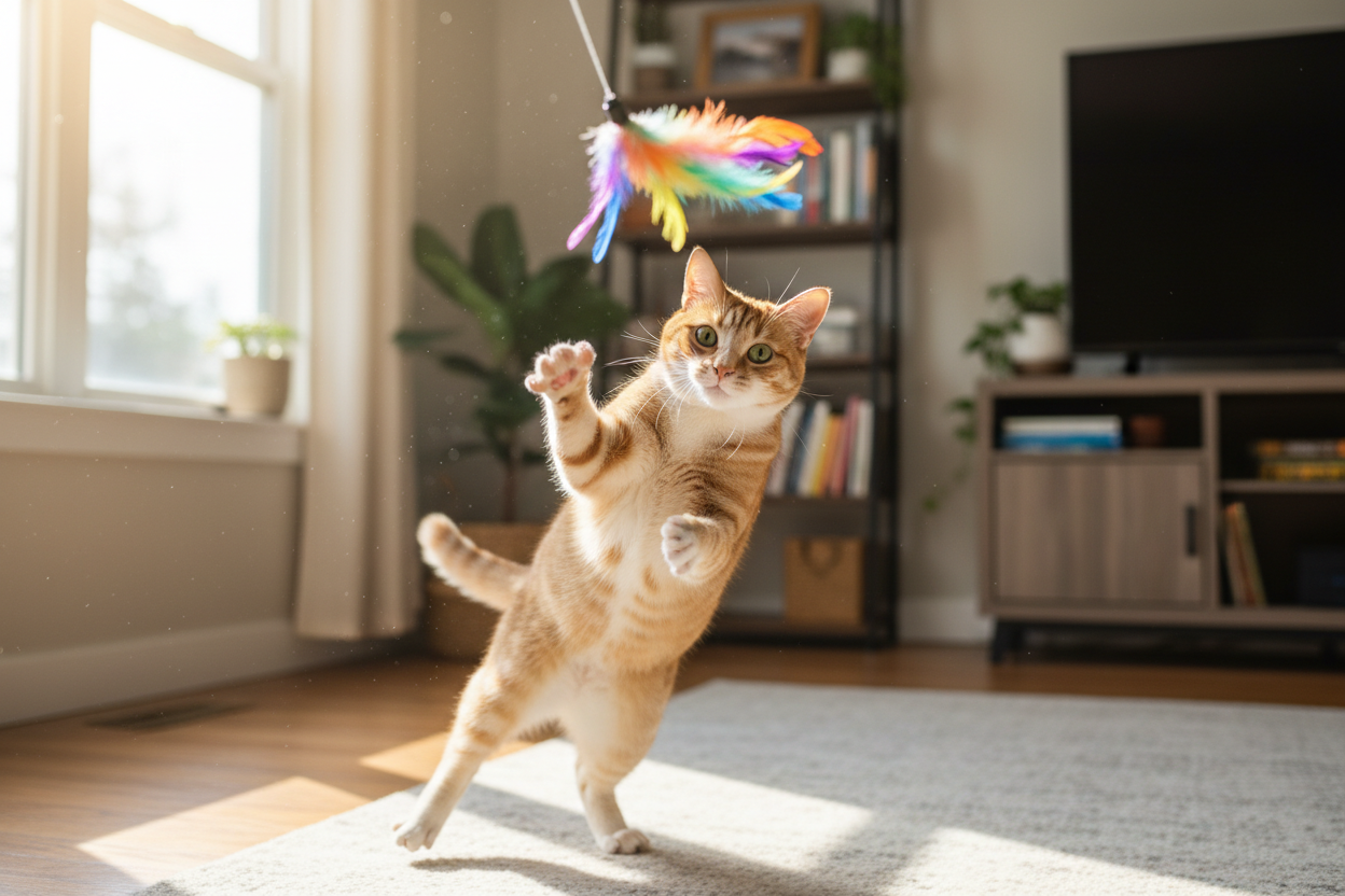 cat playing with toy